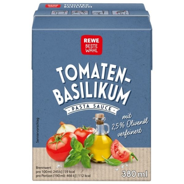 REWE Best Choice Tomato Sauce Basil 380ml