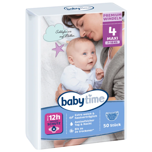Babytime Premium Diapers Size 4 / 7-18kg / 50pcs