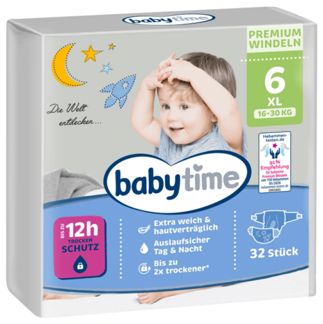 Babytime Premium Diapers Size 5+ / 16-30kg / 32pcs